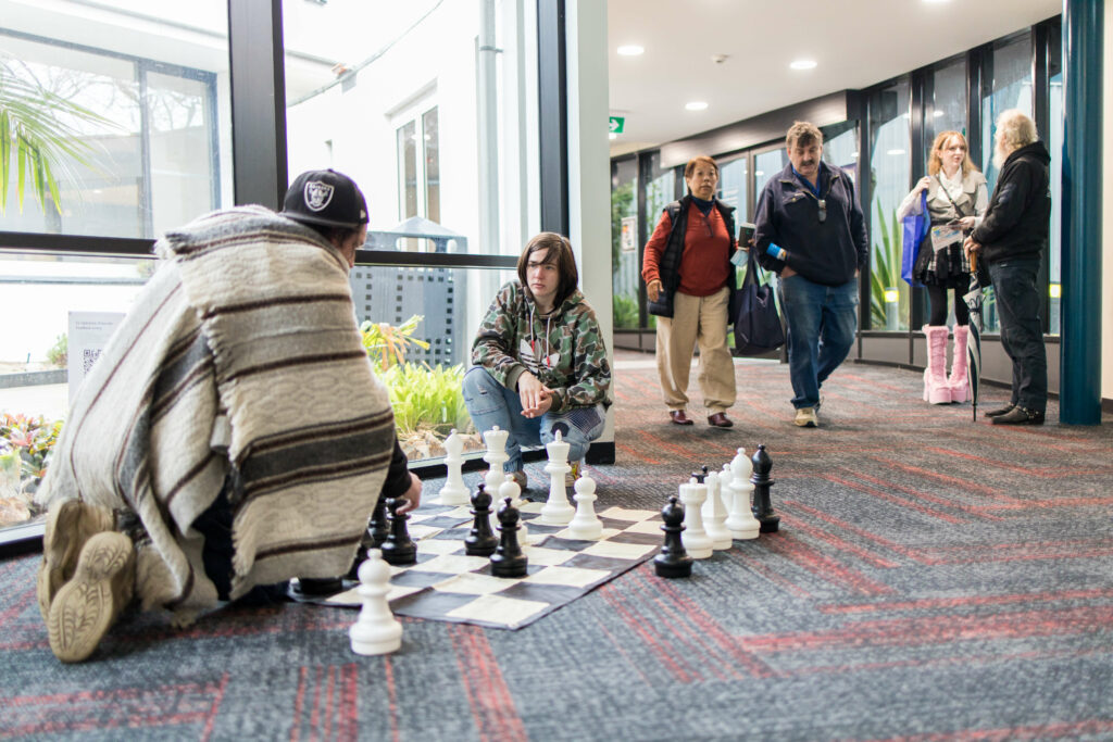 People playing chess at Federation University Gippsland Open Day 2022